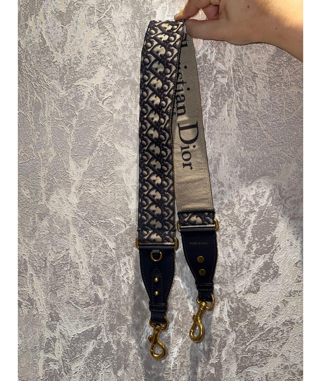 CHRISTIAN DIOR Темно-синяя тканевая сумка с короткими ручками, фото 5