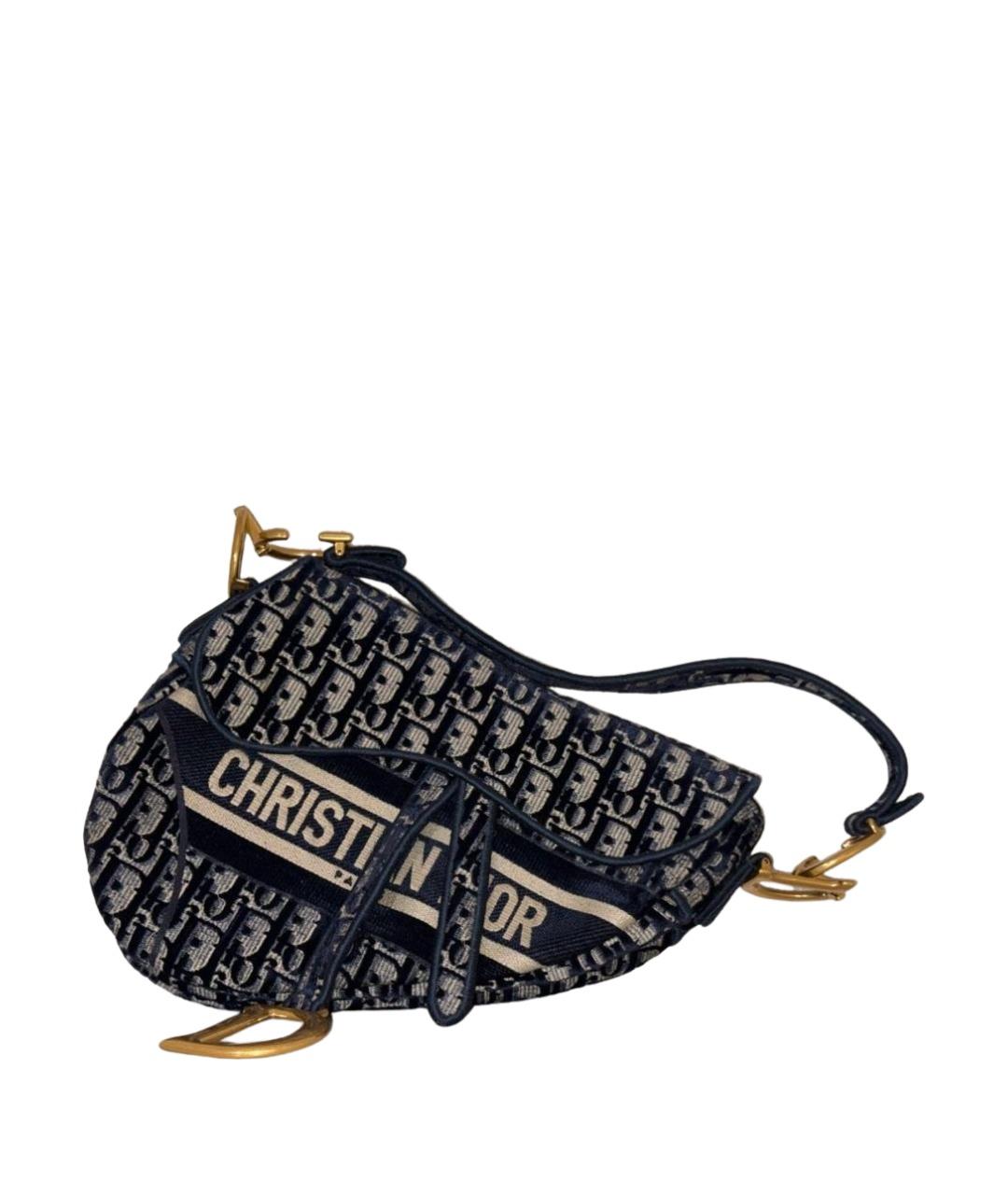 CHRISTIAN DIOR Темно-синяя тканевая сумка с короткими ручками, фото 1