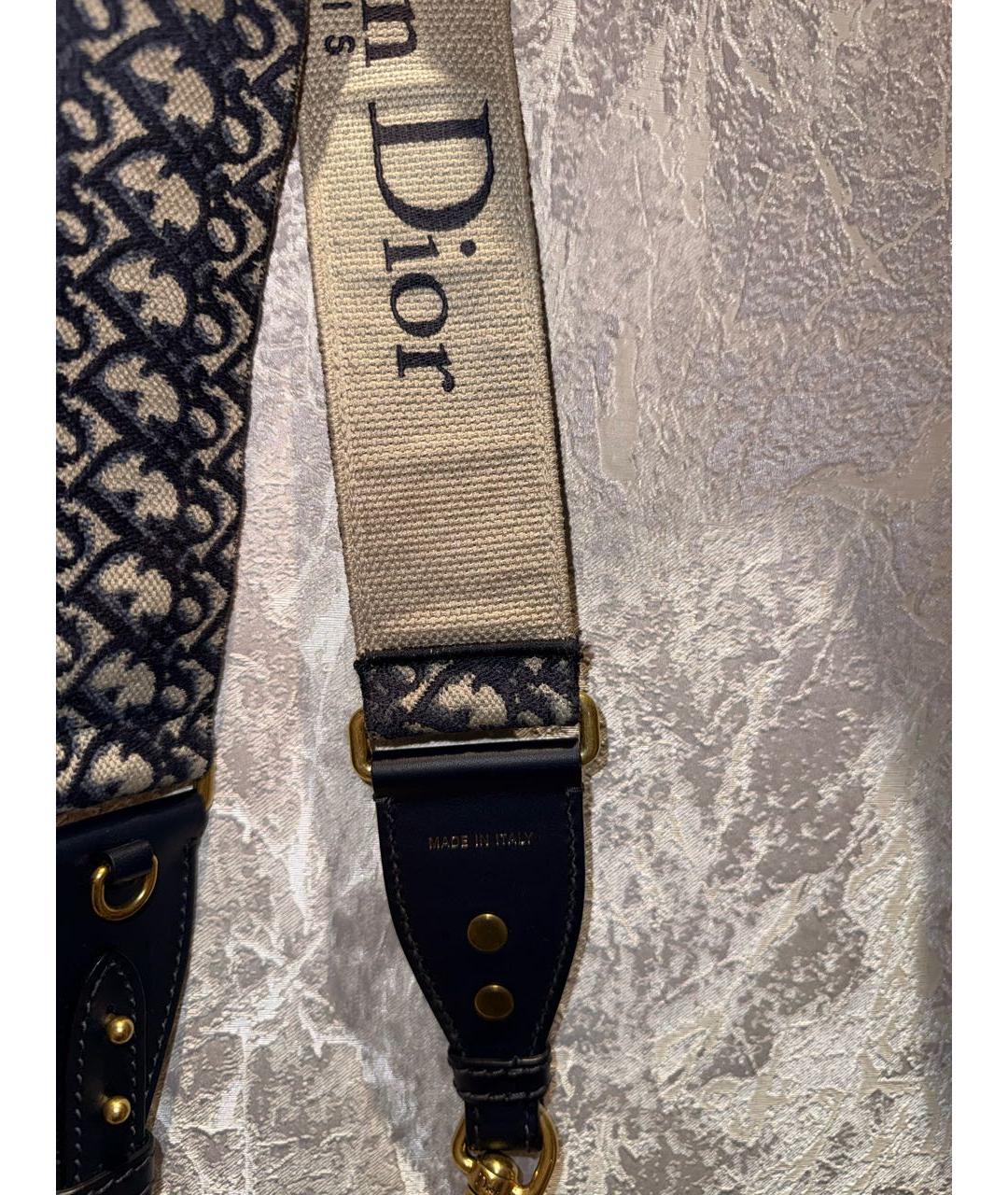 CHRISTIAN DIOR Темно-синяя тканевая сумка с короткими ручками, фото 8