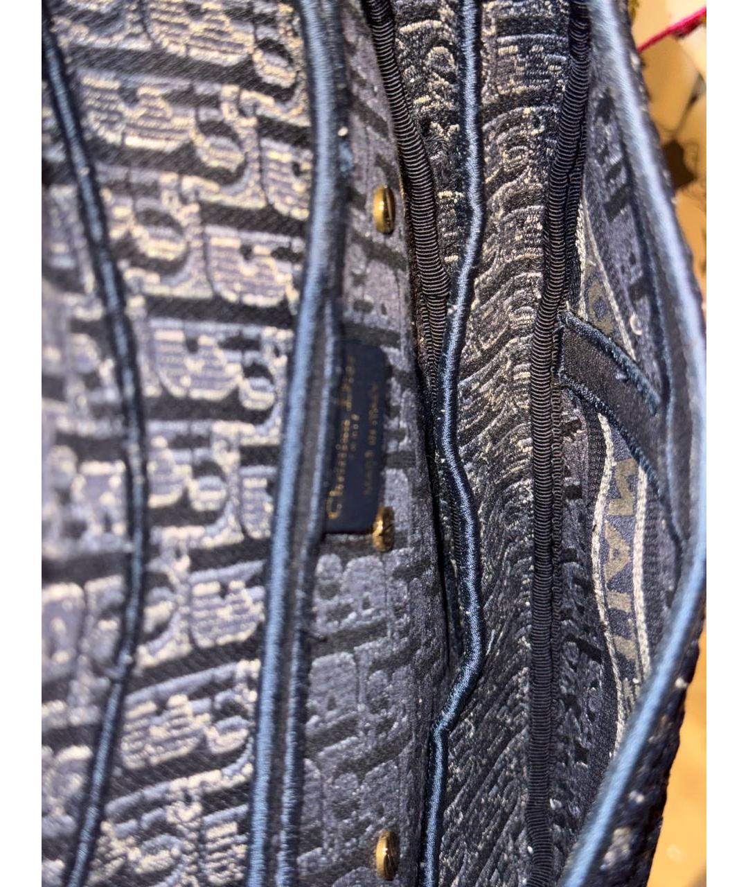 CHRISTIAN DIOR Темно-синяя тканевая сумка с короткими ручками, фото 4