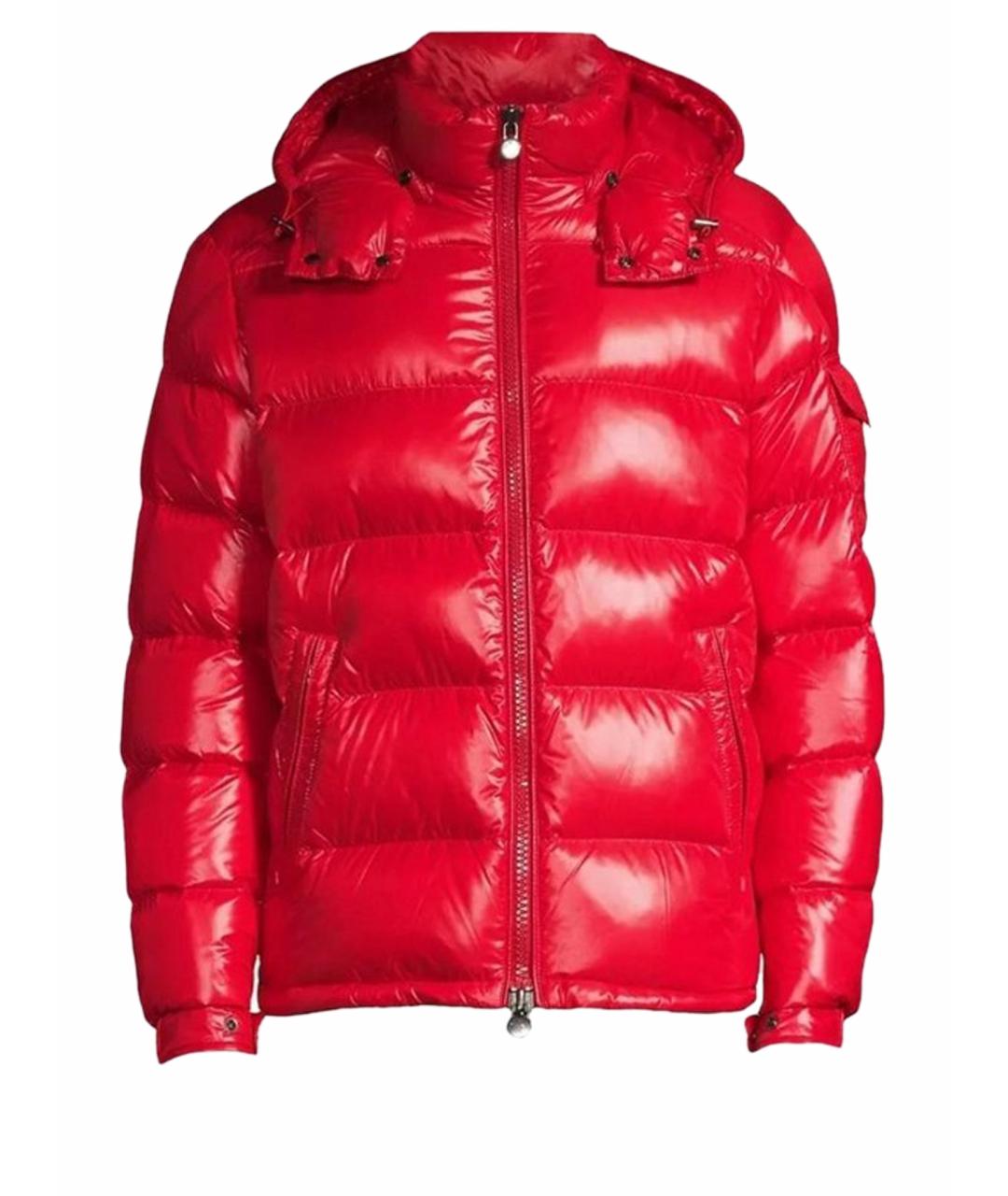 MONCLER Красный полиэстеровый пуховик, фото 1