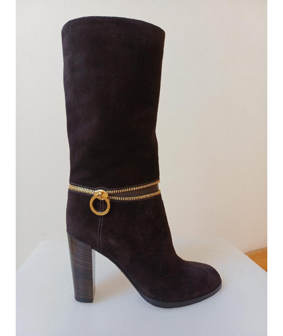 SERGIO ROSSI Коричневые замшевые сапоги, фото 8