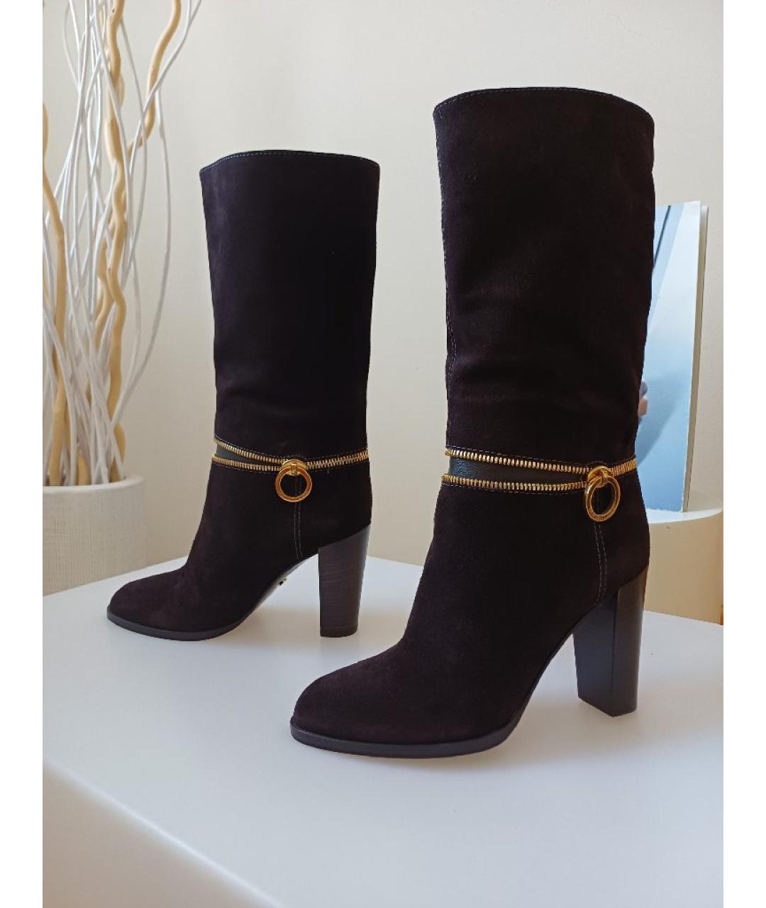 SERGIO ROSSI Коричневые замшевые сапоги, фото 4