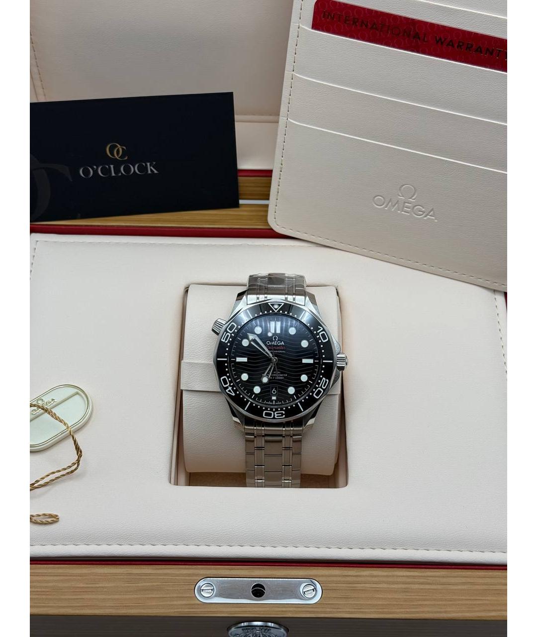 OMEGA Черные часы, фото 2