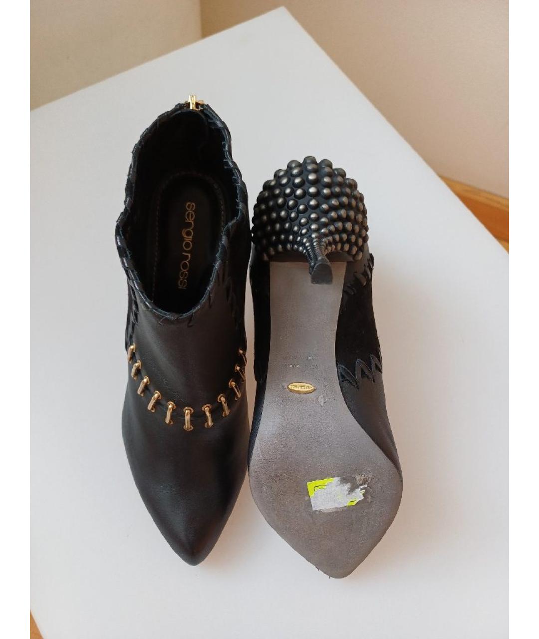 SERGIO ROSSI Черные кожаные ботильоны, фото 7