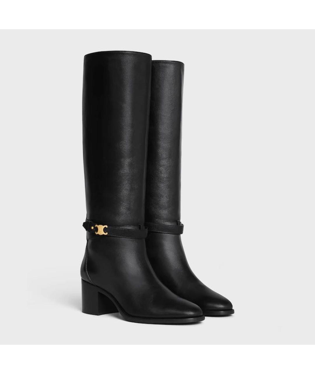 CELINE Черные кожаные сапоги, фото 2