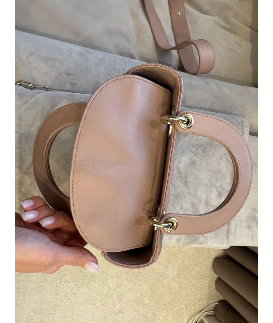CHRISTIAN DIOR Розовая кожаная сумка с короткими ручками, фото 4