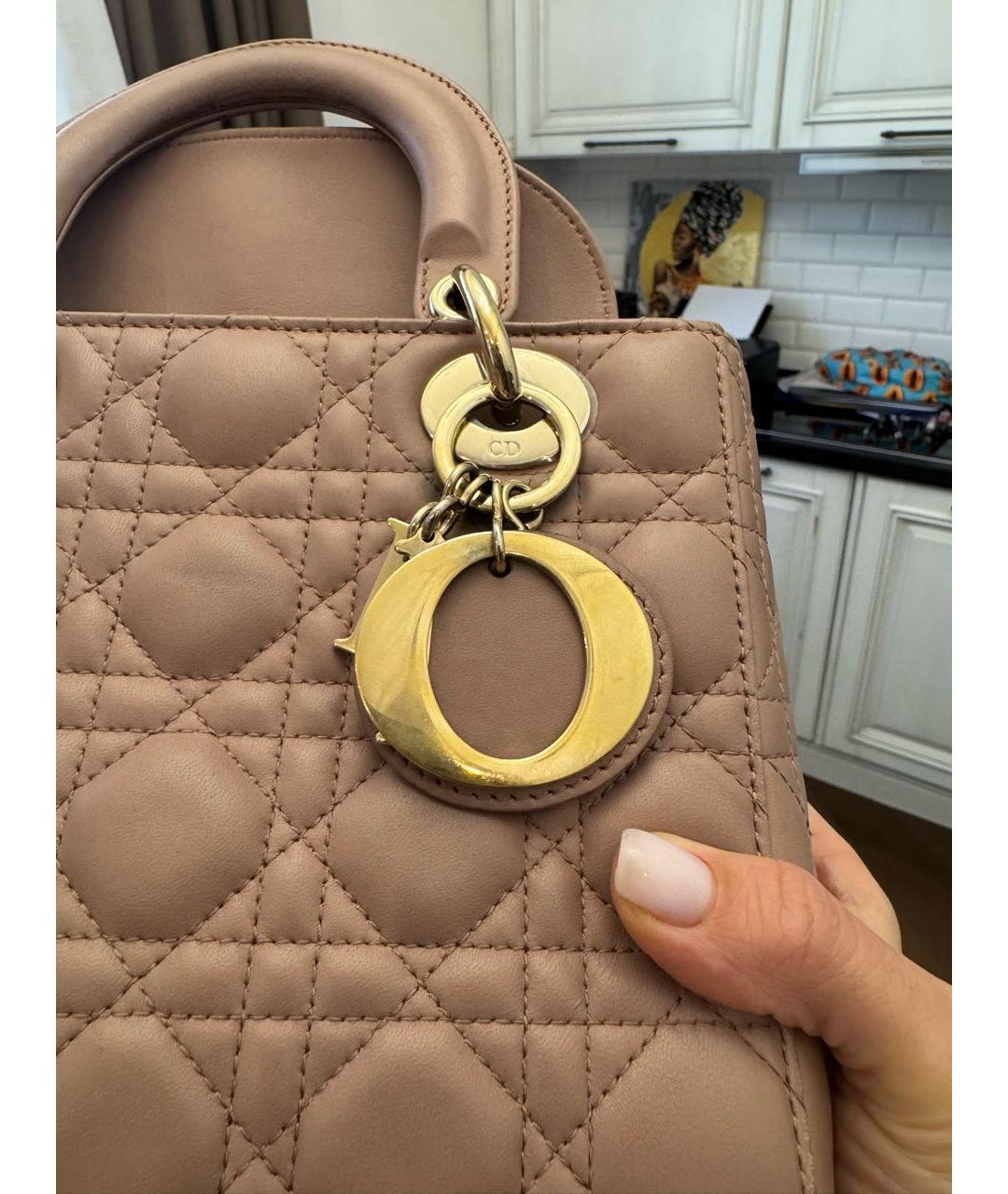 CHRISTIAN DIOR Розовая кожаная сумка с короткими ручками, фото 3