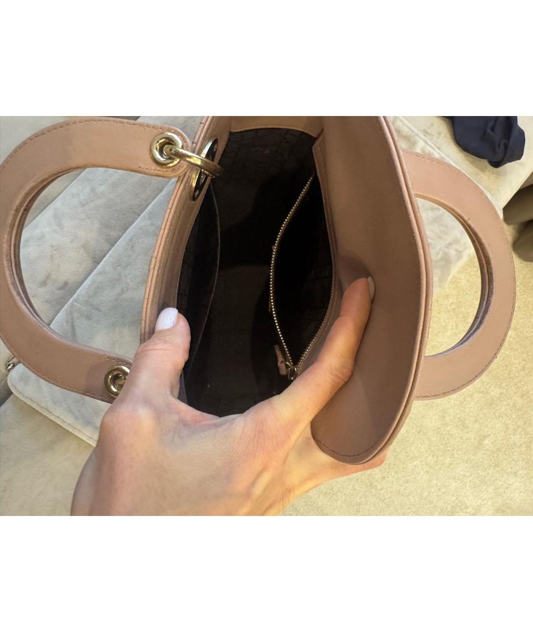 CHRISTIAN DIOR Розовая кожаная сумка с короткими ручками, фото 5