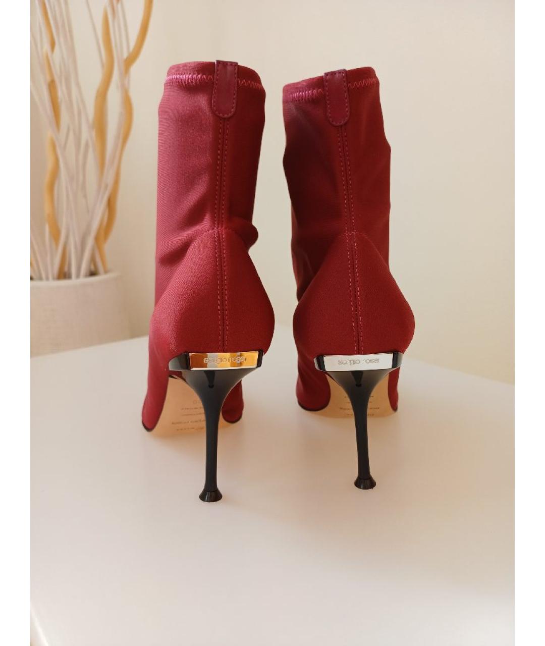 SERGIO ROSSI Красные текстильные ботильоны, фото 5
