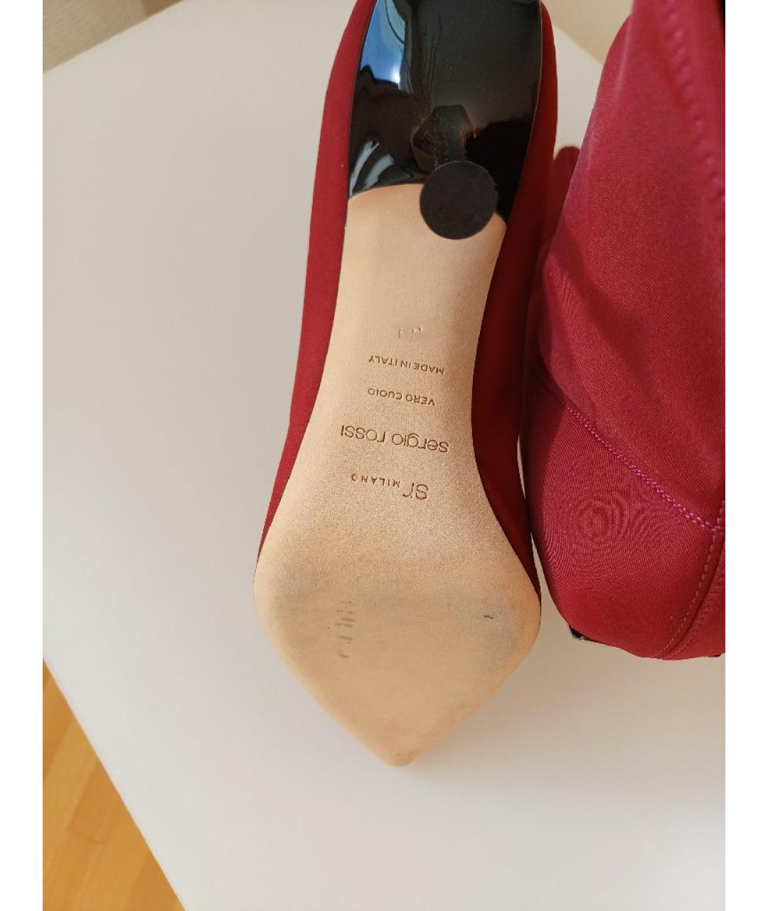 SERGIO ROSSI Красные текстильные ботильоны, фото 6