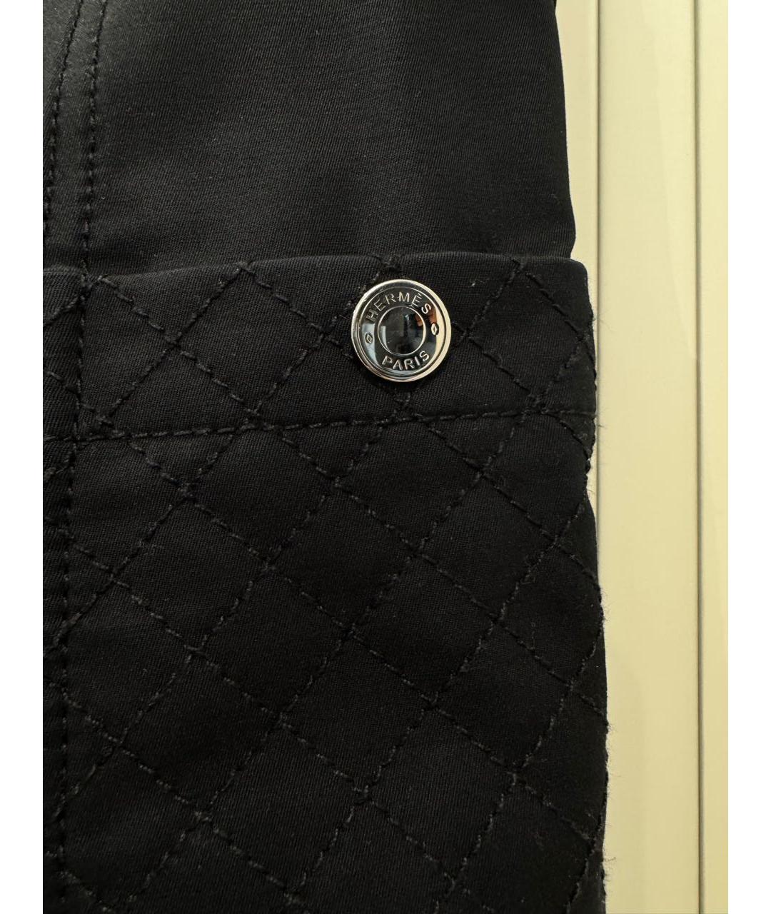 HERMES Черные хлопковые прямые брюки, фото 5