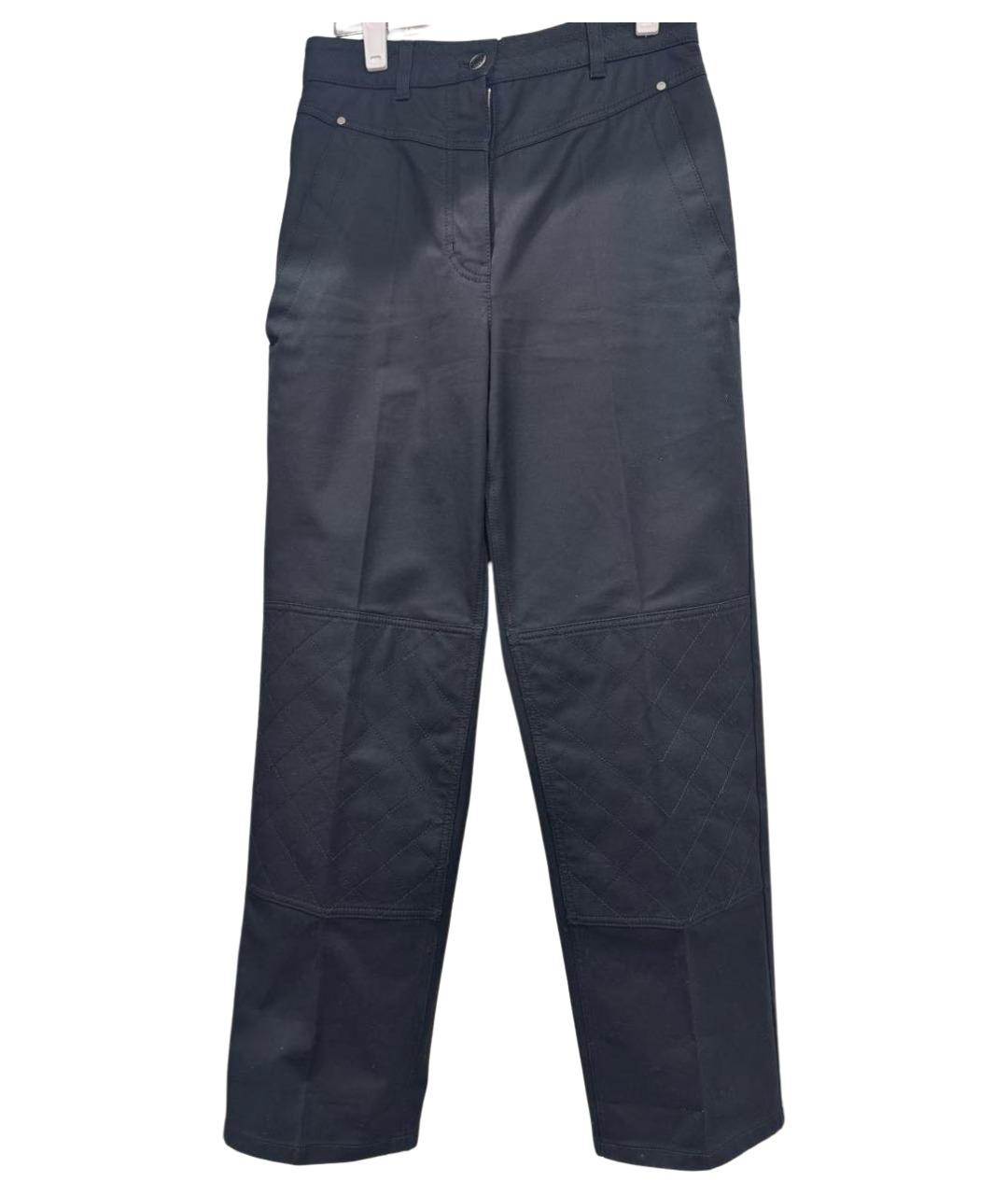 HERMES Черные хлопковые прямые брюки, фото 10