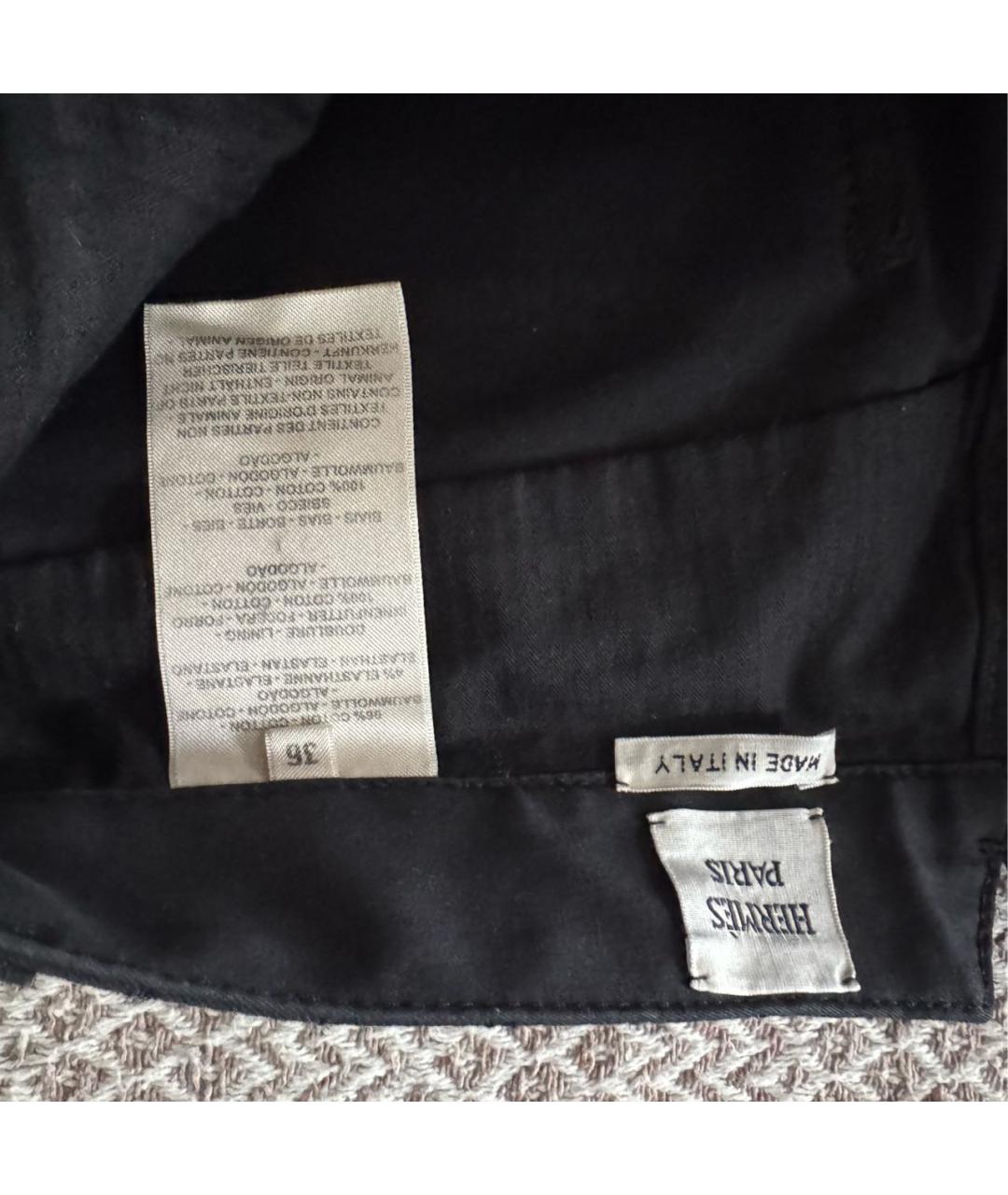 HERMES Черные хлопковые прямые брюки, фото 4