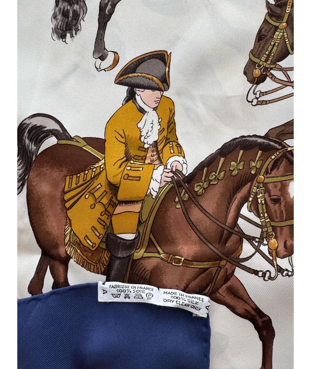 HERMES Синий шелковый платок, фото 3