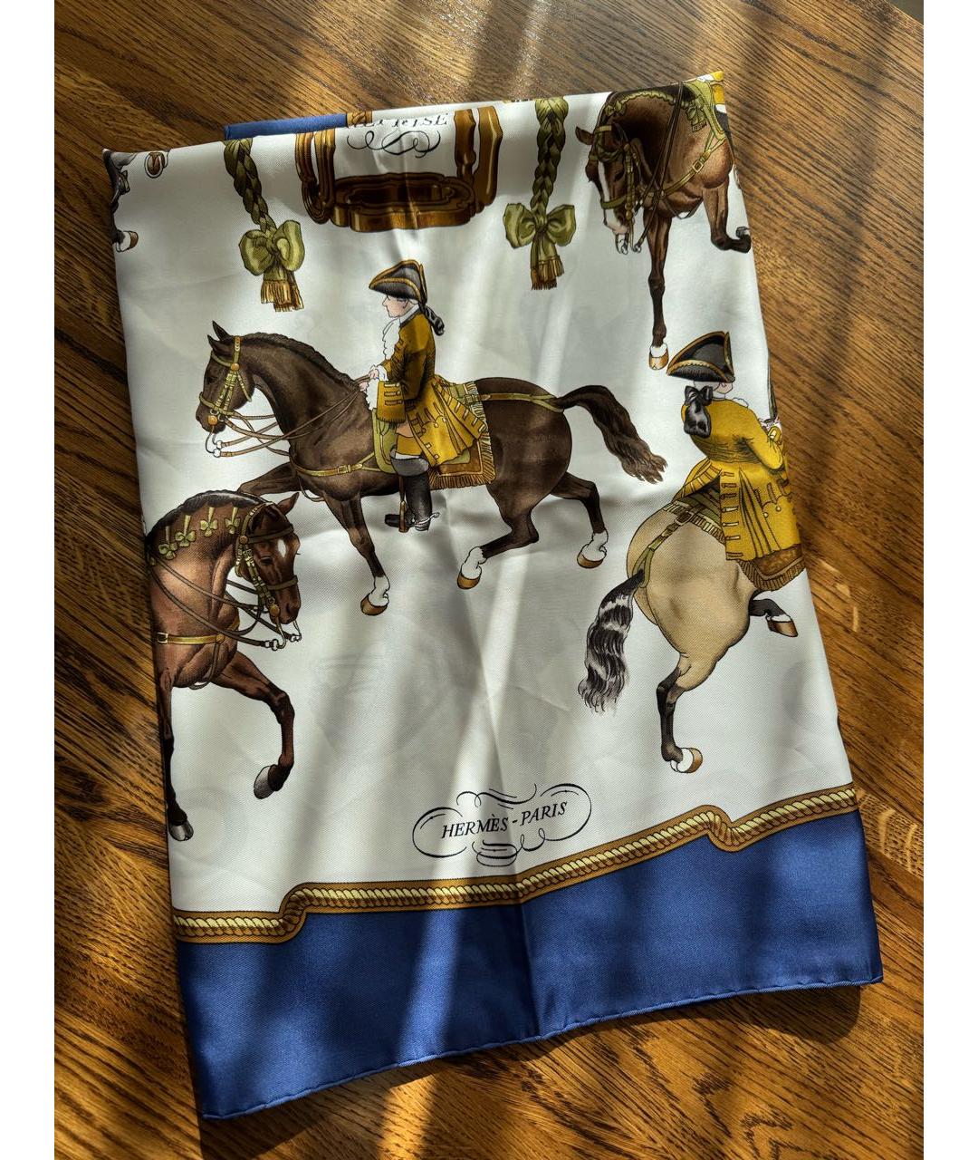 HERMES Синий шелковый платок, фото 4