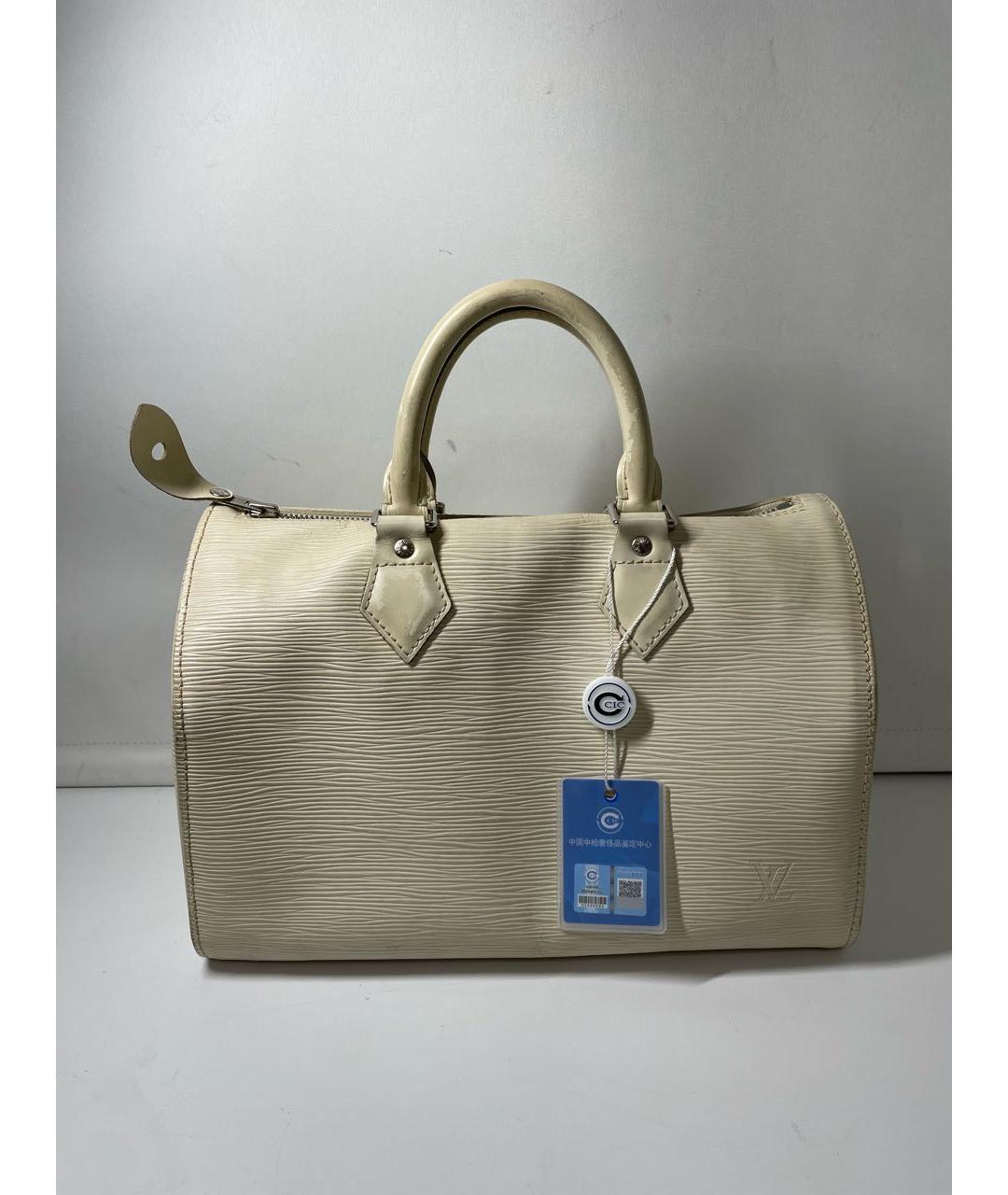 LOUIS VUITTON Белая кожаная сумка с короткими ручками, фото 7