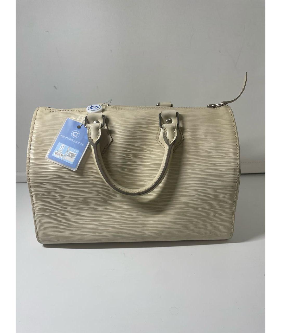 LOUIS VUITTON Белая кожаная сумка с короткими ручками, фото 3