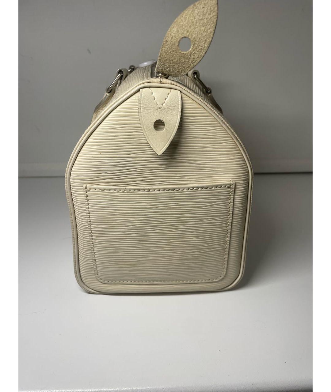LOUIS VUITTON Белая кожаная сумка с короткими ручками, фото 5