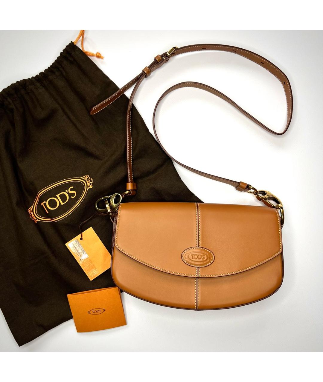 TOD'S Горчичная кожаная сумка через плечо, фото 2