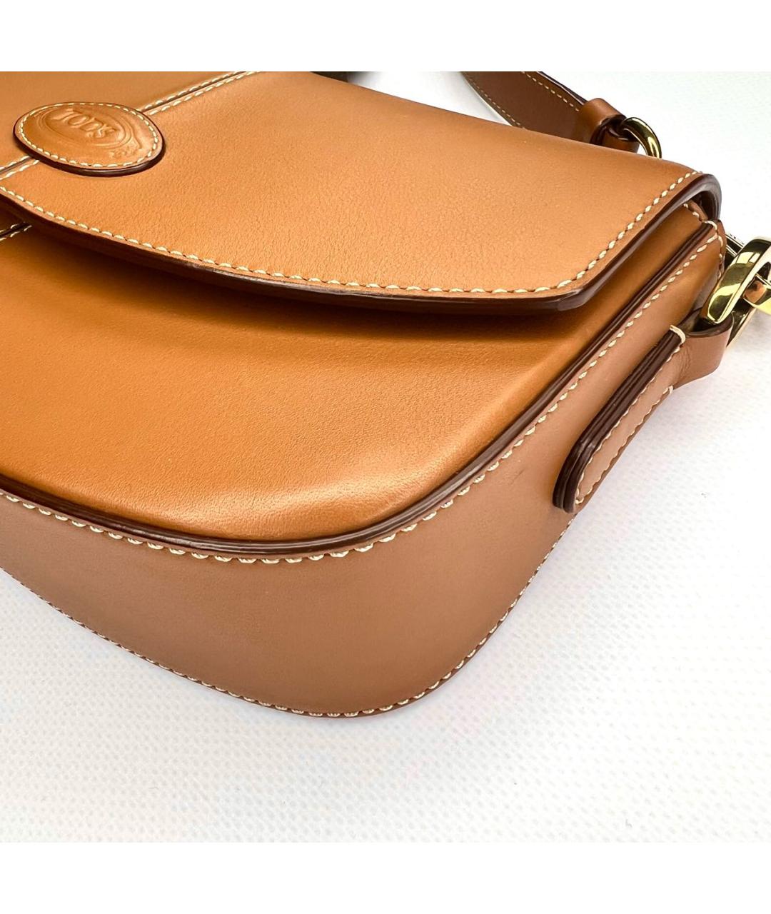 TOD'S Горчичная кожаная сумка через плечо, фото 5