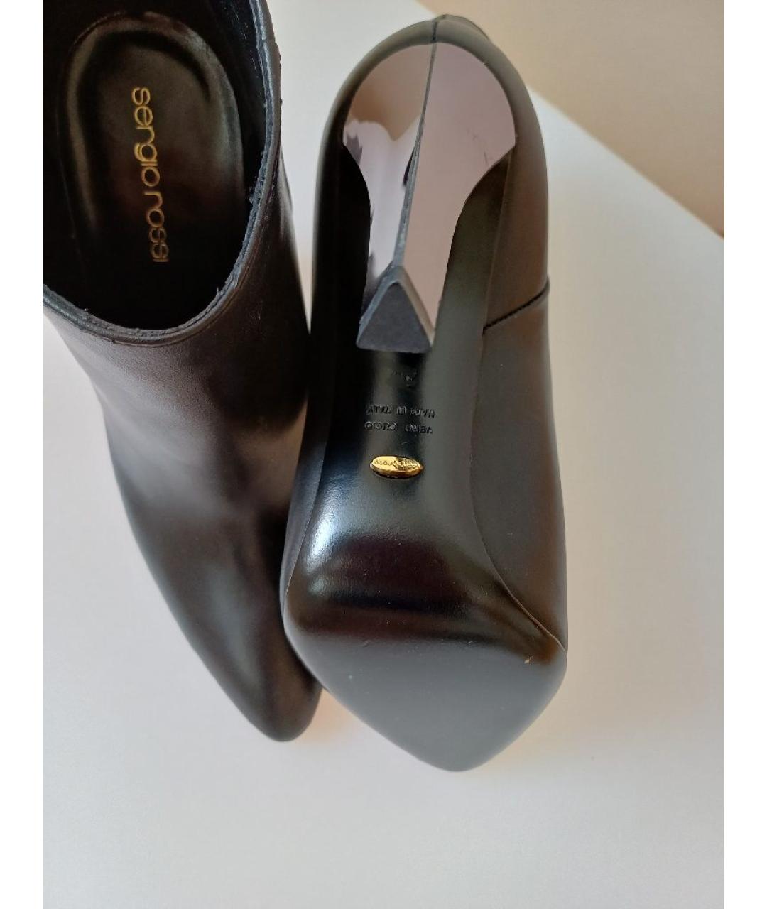 SERGIO ROSSI Черные кожаные ботильоны, фото 7