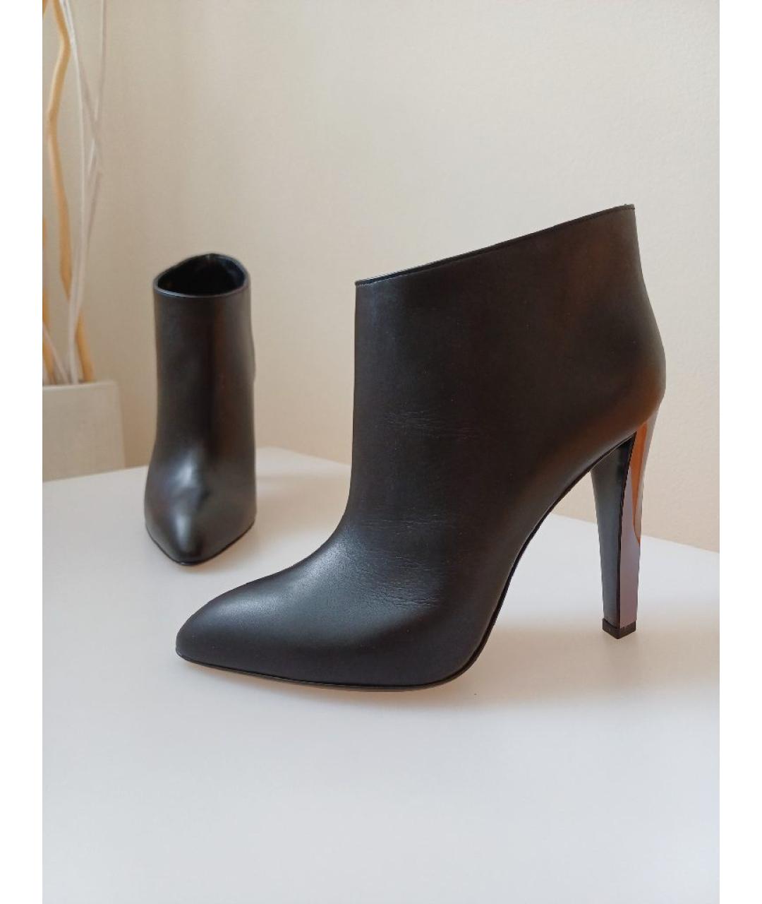 SERGIO ROSSI Черные кожаные ботильоны, фото 2