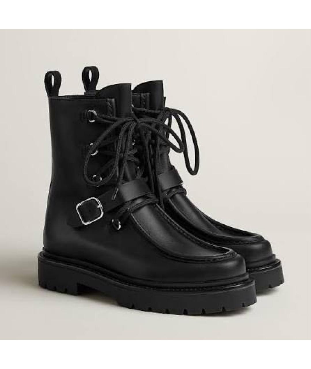 HERMES Черные кожаные ботинки, фото 5