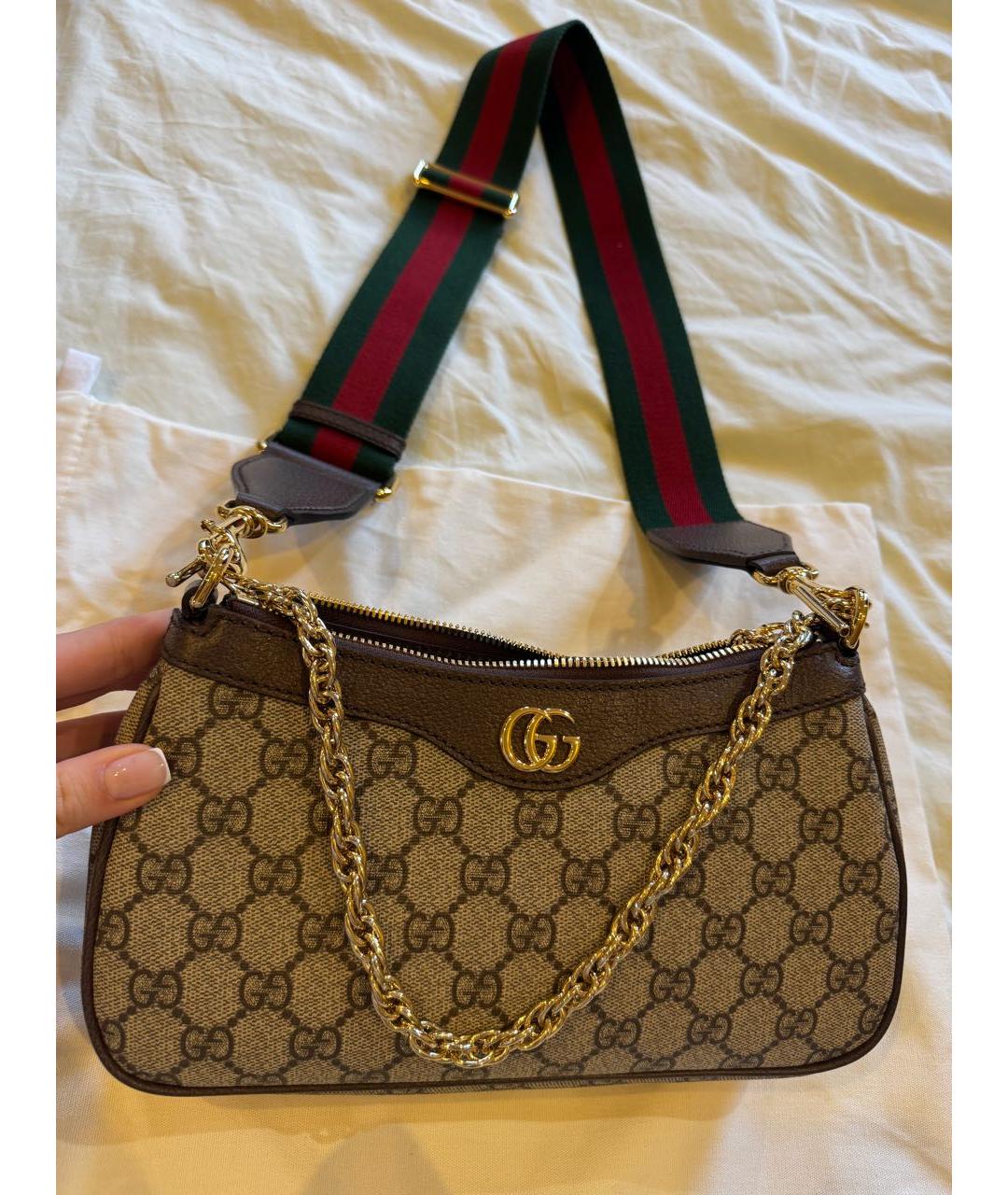 GUCCI Коричневая кожаная сумка через плечо, фото 2