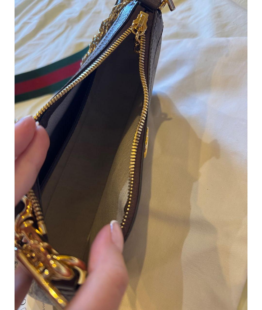 GUCCI Коричневая кожаная сумка через плечо, фото 4