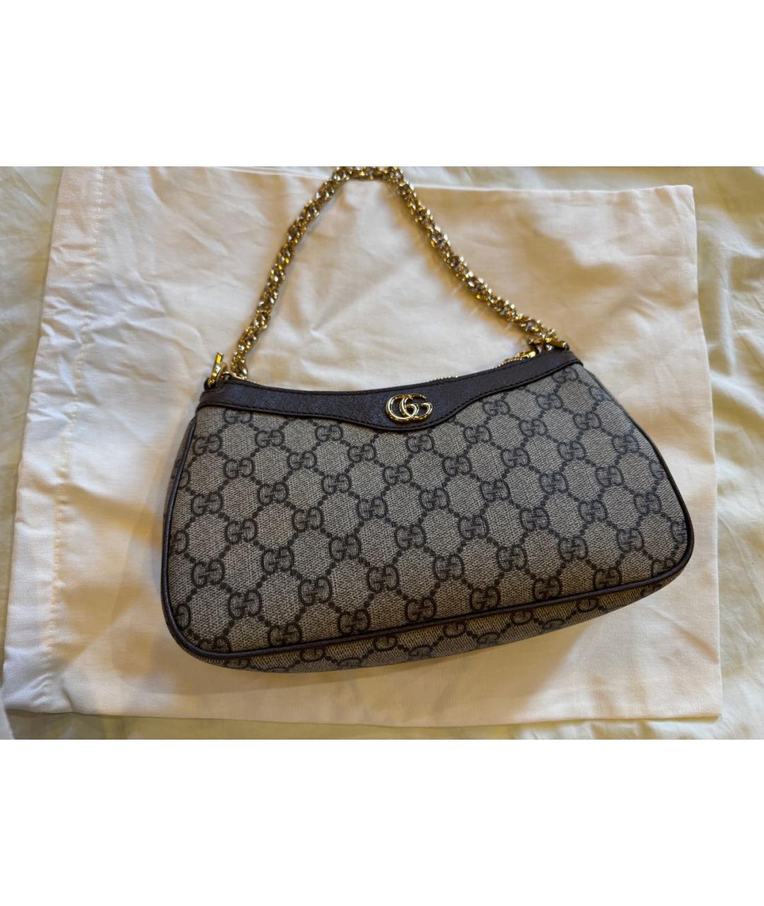 GUCCI Коричневая кожаная сумка через плечо, фото 5