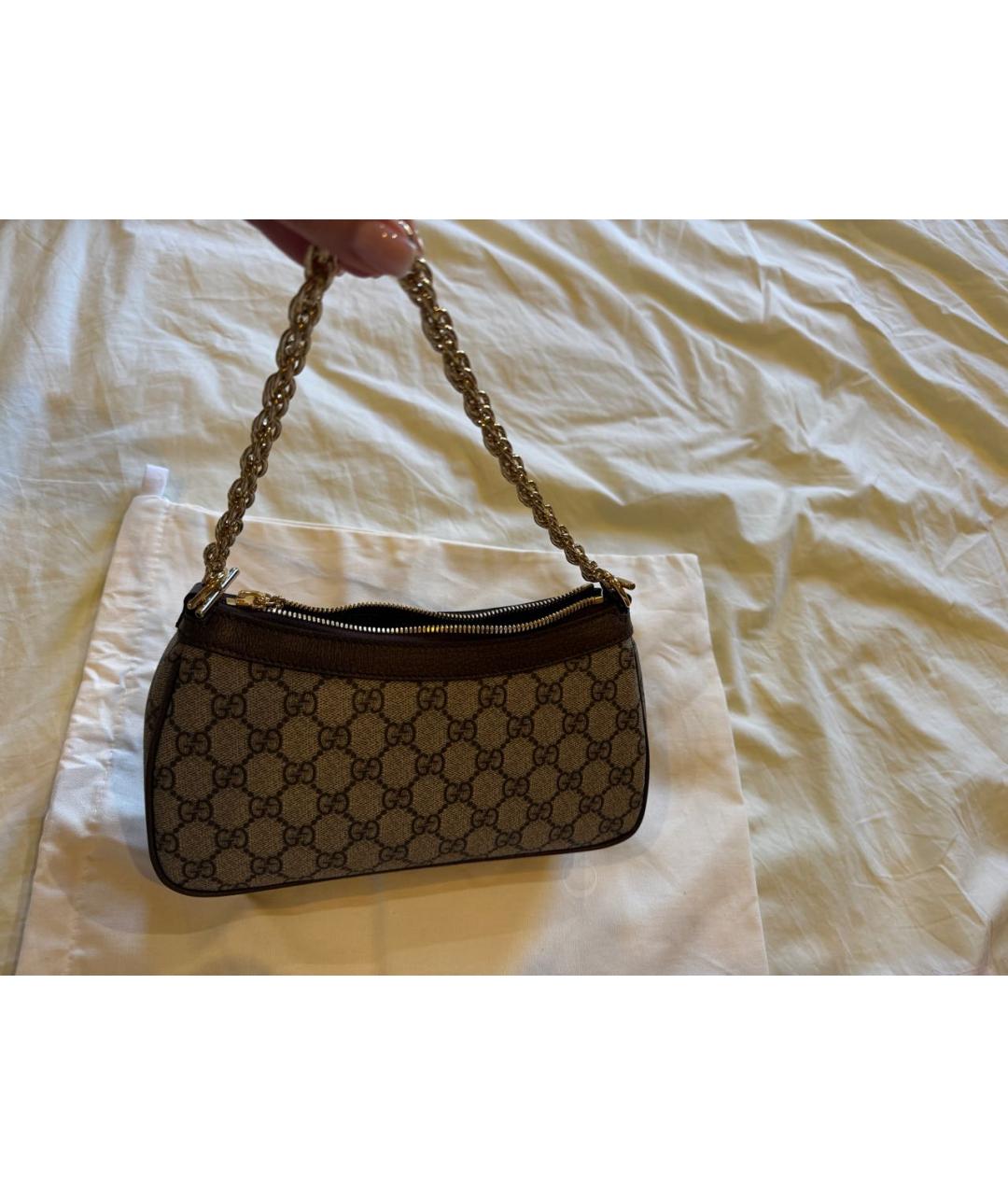 GUCCI Коричневая кожаная сумка через плечо, фото 3