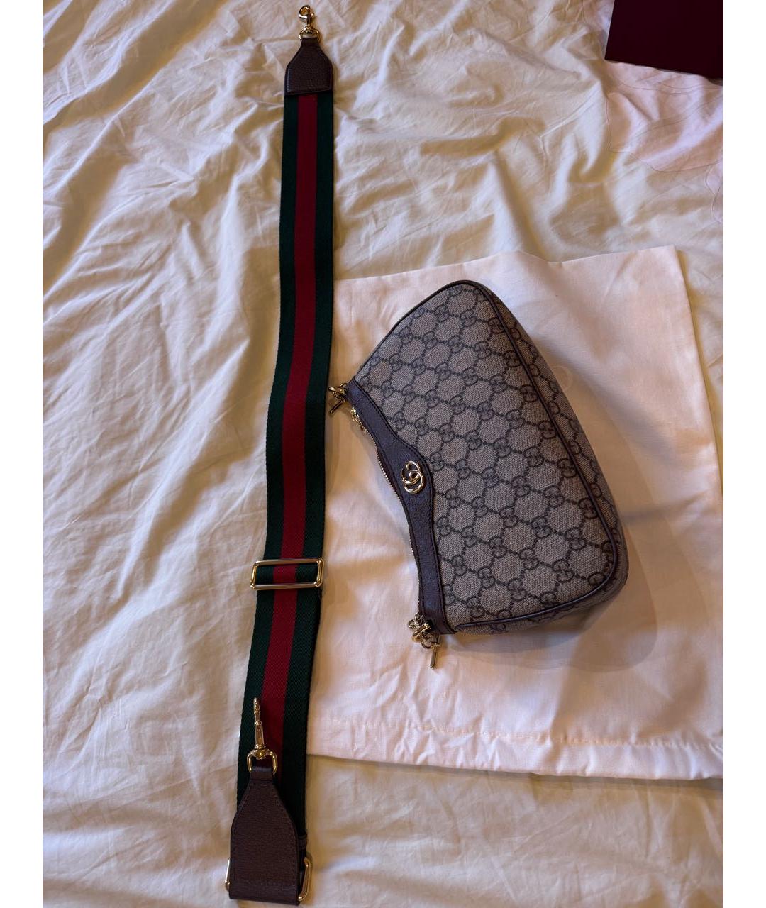 GUCCI Коричневая кожаная сумка через плечо, фото 6