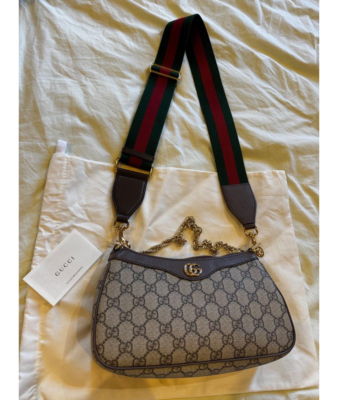 GUCCI Коричневая кожаная сумка через плечо, фото 8