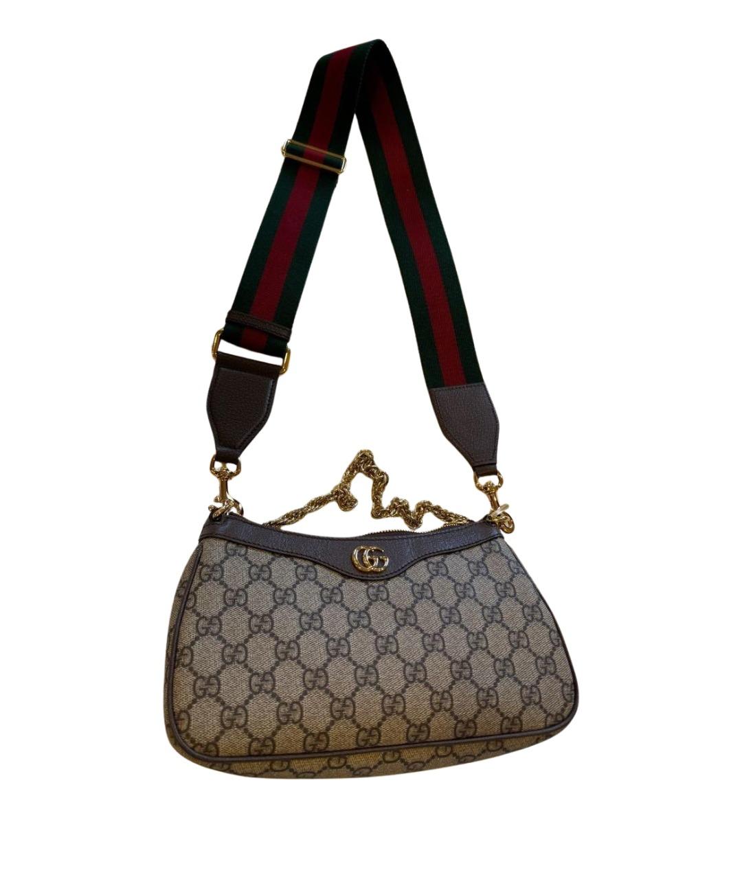 GUCCI Коричневая кожаная сумка через плечо, фото 1