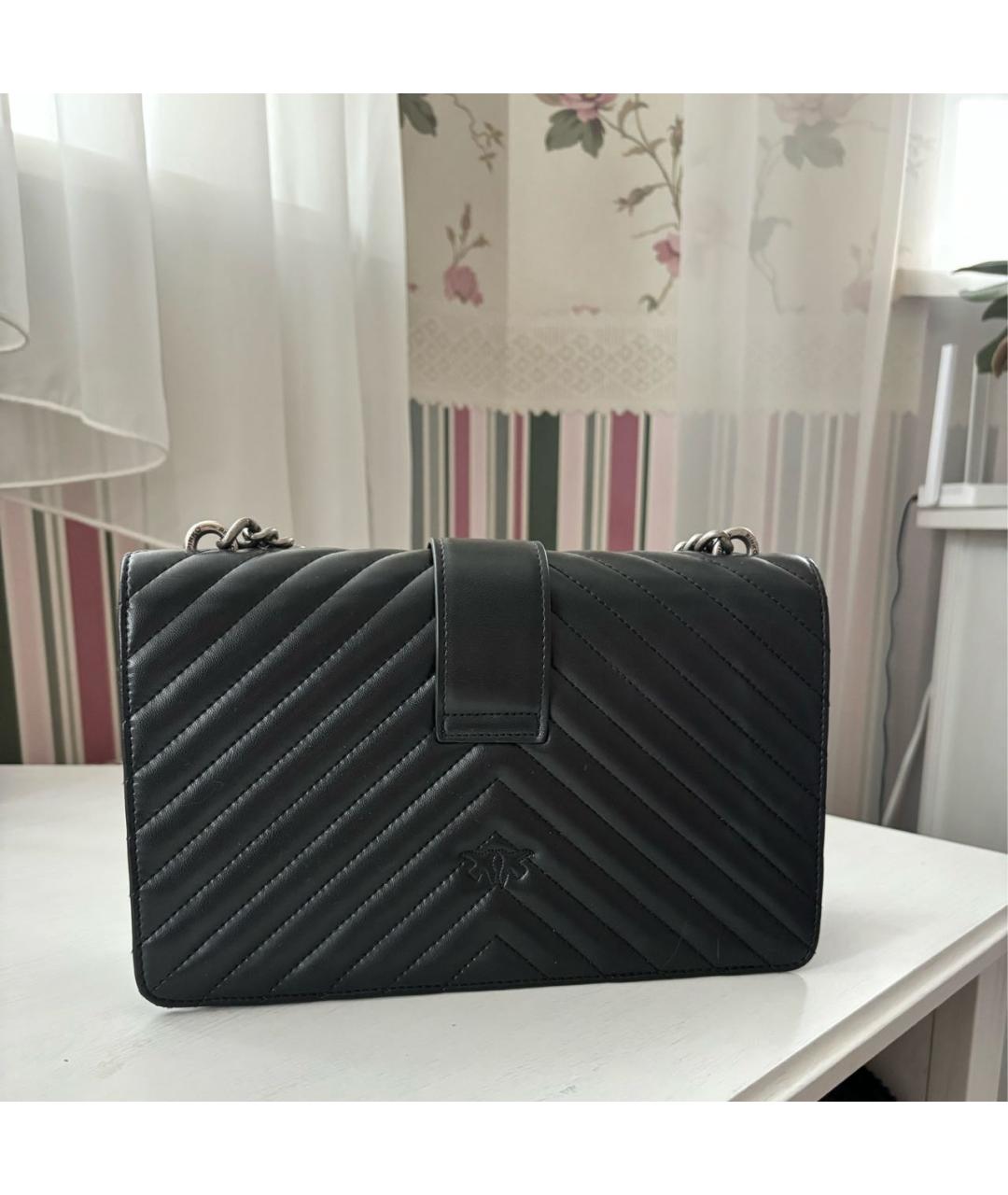 PINKO Черная кожаная сумка через плечо, фото 3