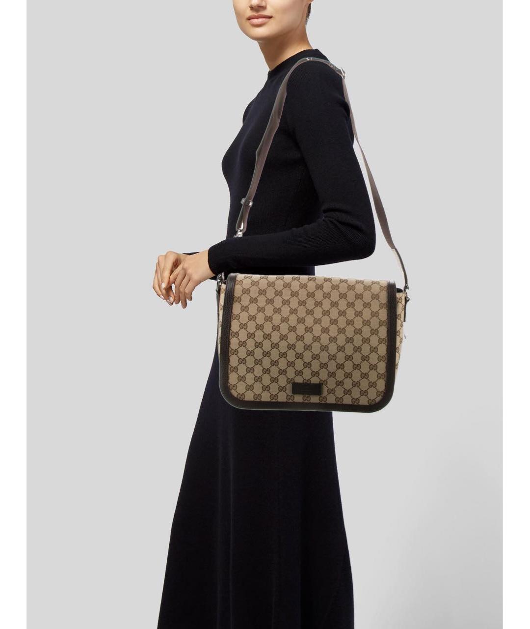 GUCCI Коричневая жаккардовая сумка через плечо, фото 8