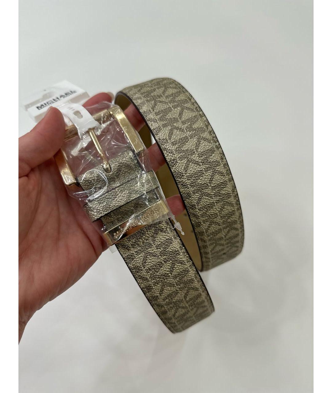MICHAEL KORS Бежевый кожаный ремень, фото 6