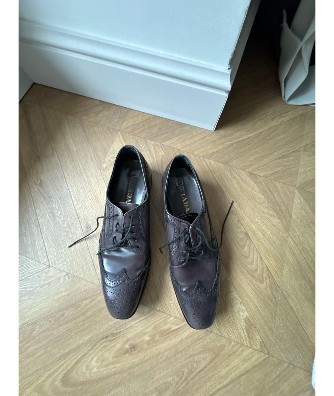 PRADA Серые кожаные брогги и оксфорды, фото 3