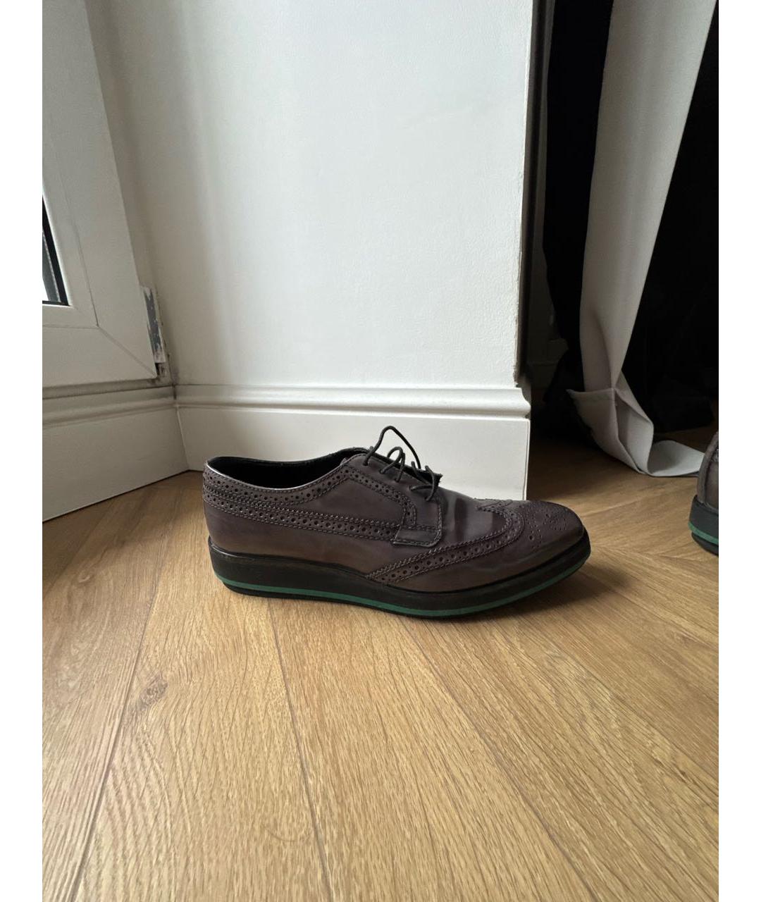 PRADA Серые кожаные брогги и оксфорды, фото 7