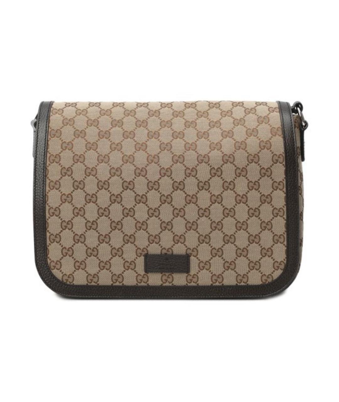 GUCCI Коричневая жаккардовая сумка на плечо, фото 1