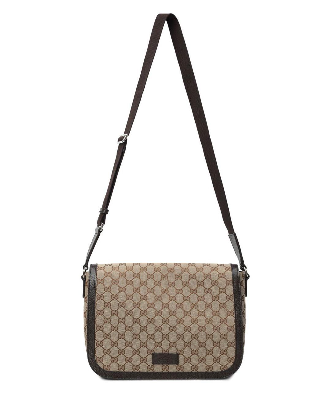 GUCCI Коричневая жаккардовая сумка на плечо, фото 6