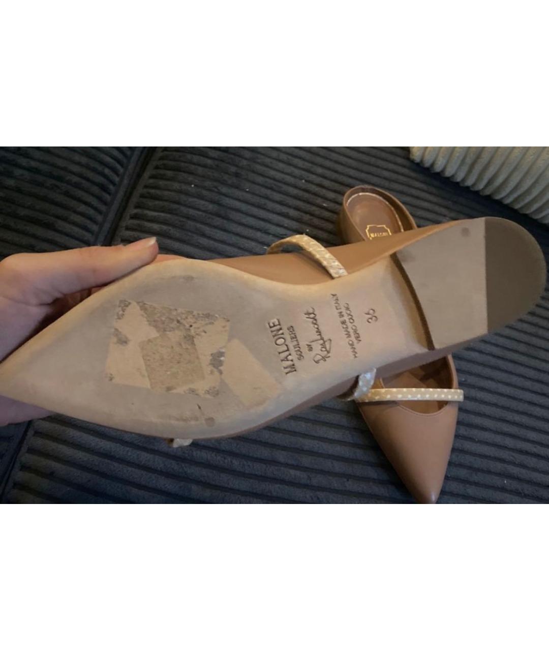 MALONE SOULIERS Бежевые кожаные мюли, фото 5