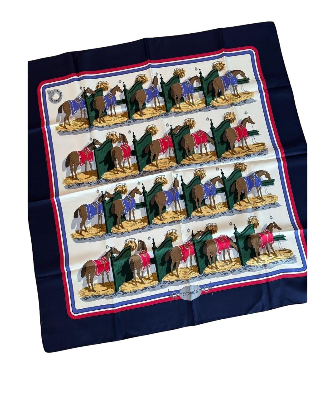 HERMES Мульти шелковый платок, фото 1