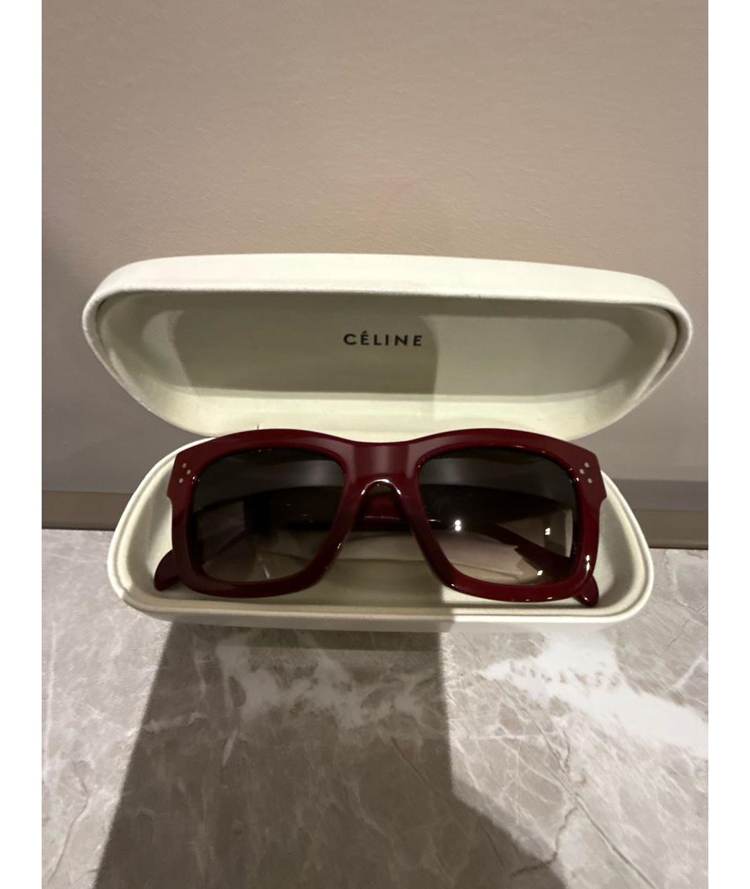CELINE Бордовые пластиковые солнцезащитные очки, фото 3