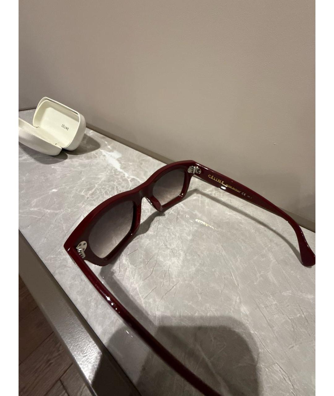 CELINE Бордовые пластиковые солнцезащитные очки, фото 2