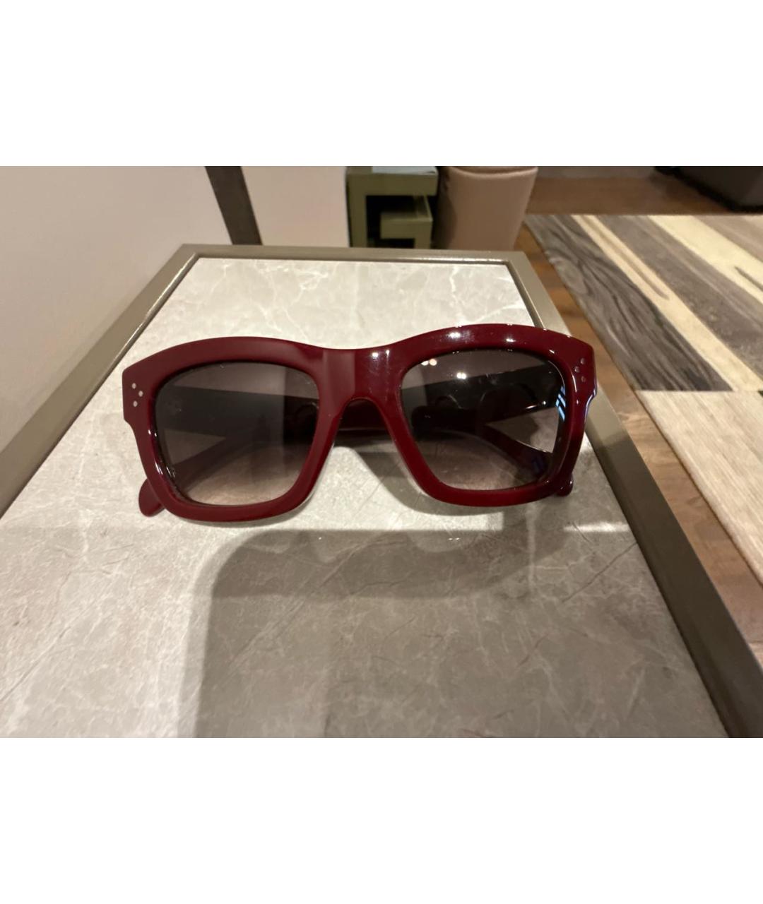CELINE Бордовые пластиковые солнцезащитные очки, фото 5