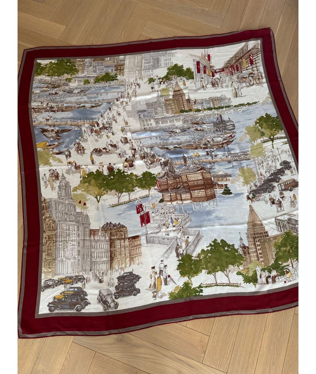 LORO PIANA Бордовый кашемировый платок, фото 6