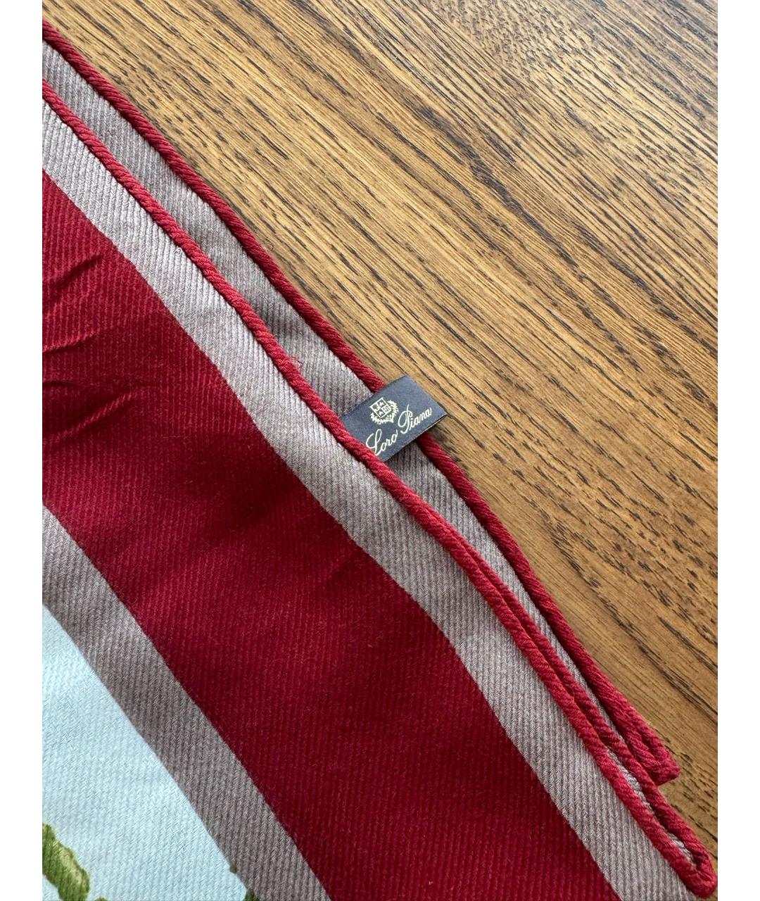 LORO PIANA Бордовый кашемировый платок, фото 3