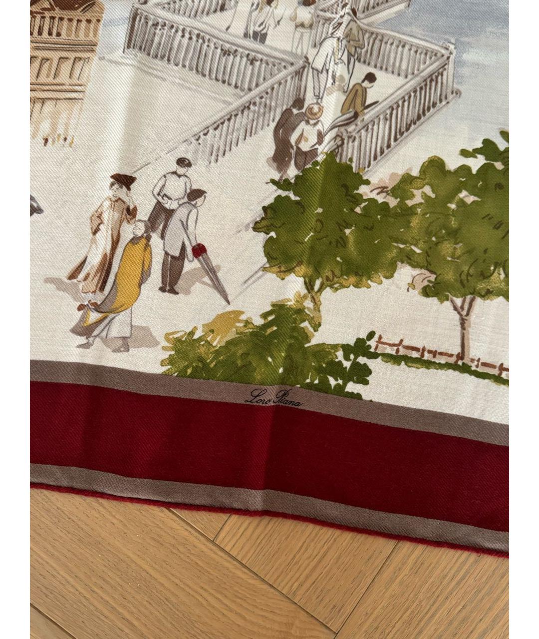 LORO PIANA Бордовый кашемировый платок, фото 4